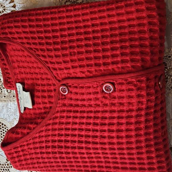 Vintage Cindy Bai Thick Waffle Knit Button- Up Cardigan With Front Pockets - Picture 11 of 11